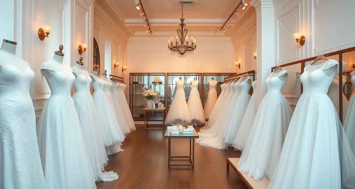 David's Bridal store interior displaying wedding dresses and bridal gowns with elegant retail presentation