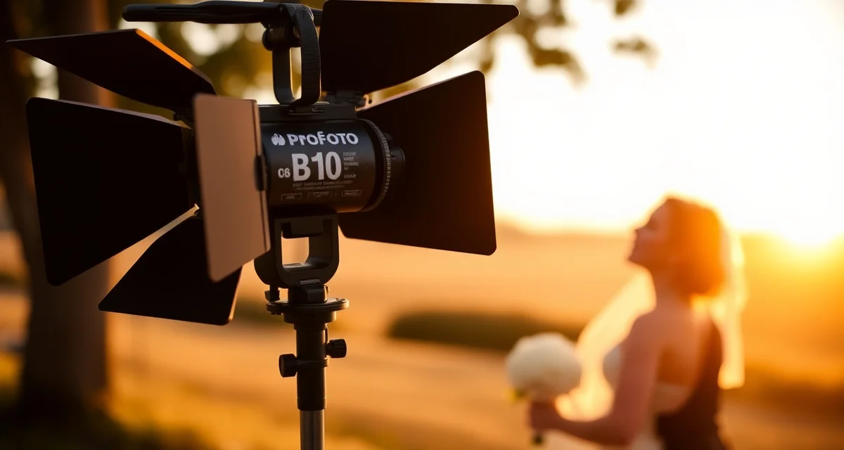 Profoto B10 portable strobe professional lighting system used by wedding photographers for on-location flash and consistent lighting