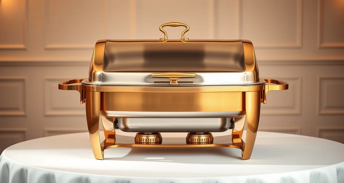 Vollrath Classic Brass Chafer 9-quart chafing dish with stainless steel pan and roll-top lid for wedding buffet service