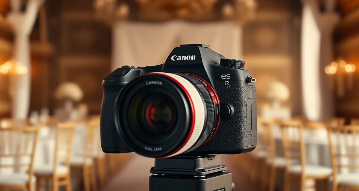 Professional Canon camera gear for wedding photographers Canon EOS R mirrorless camera with professional L-series lens for wedding photography