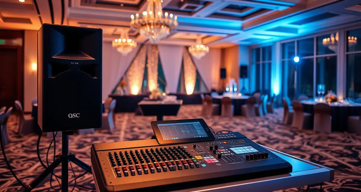 QSC Professional Audio Manufacturer Equipment QSC K.2 Series loudspeakers and TouchMix digital mixer professional audio equipment for wedding DJ events