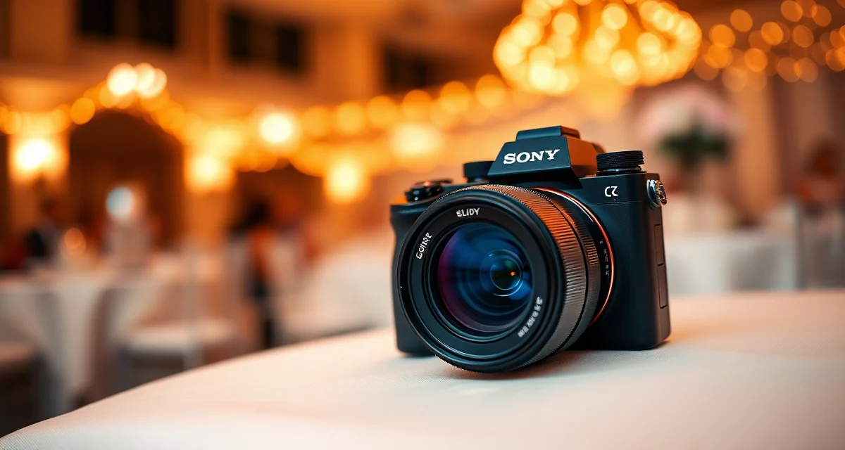 Sony camera equipment for wedding vendors Sony Alpha mirrorless camera for professional wedding photography with advanced autofocus and low-light performance
